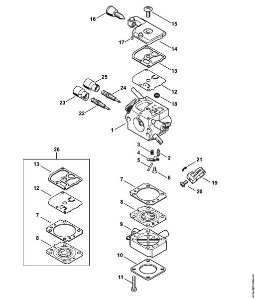 Foices a motor (FS) FS 120 2-MIX Carburador 2-MIX 4134/12 da marca Stihl