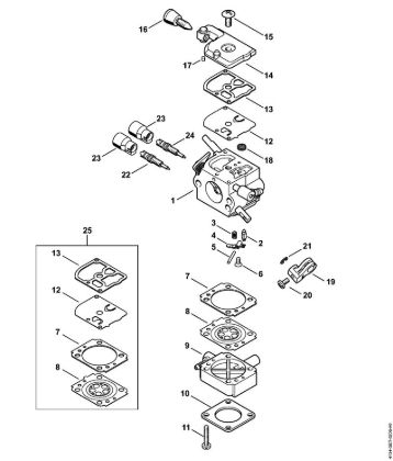 Foices a motor (FS) FS 120 2-MIX Carburador 2-MIX 4134/28 da marca Stihl