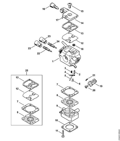 Foices a motor (FS) FS 120 2-MIX Carburador 2-MIX 4134/28 da marca Stihl