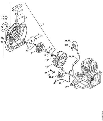 Foices a motor (FS) FS 120 2-MIX Dispositivo de arranque, Sistema de ignição da marca Stihl