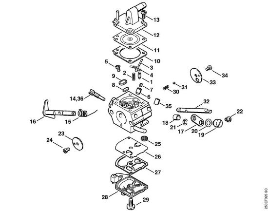 Foices a motor (FS) FS 120 R Carburador C1Q-S51, C1Q-S36 (09.2003) da marca Stihl