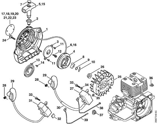 Foices a motor (FS) FS 120 R Dispositivo de arranque, Sistema de ignição   809 249 646 (10.2016) da marca Stihl