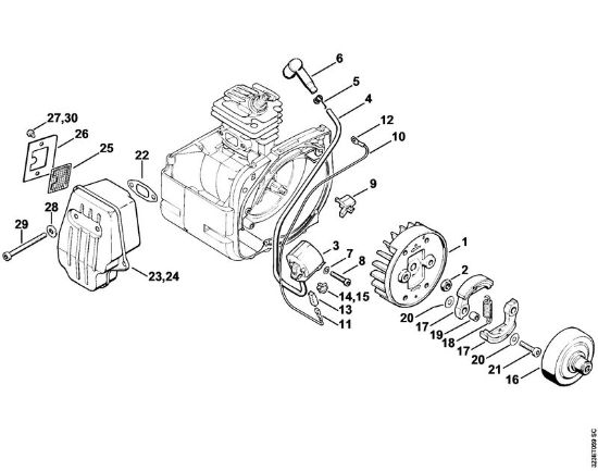Foices a motor (FS) FS 160 Sistema de ignição, Embreagem da marca Stihl