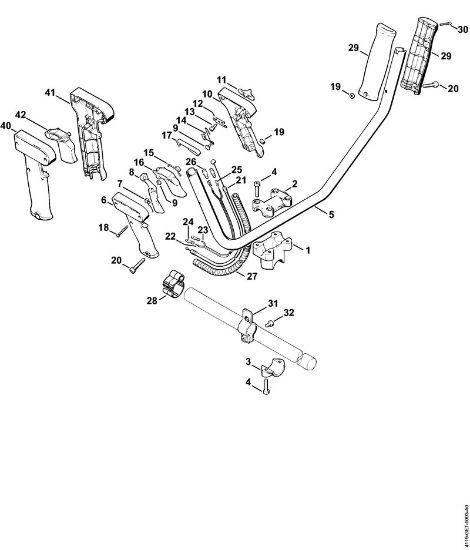 Foices a motor (FS) FS 160 Tubo do punho para duas mãos, Cabo de manejo   3 50 609 047 (25.2001) da marca Stihl