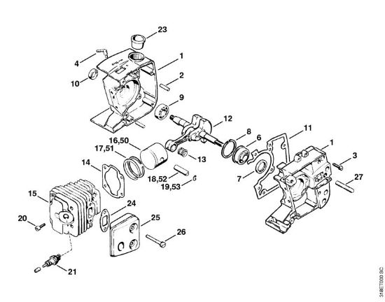 Foices a motor (FS) FS 200 Caixa da cambota, Pistão da marca Stihl