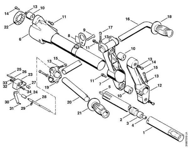 Foices a motor (FS) FS 200 Haste, Tubo de apoio, Tubo do punho da marca Stihl