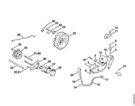 Foices a motor (FS) FS 200 Sistema de ignição da marca Stihl