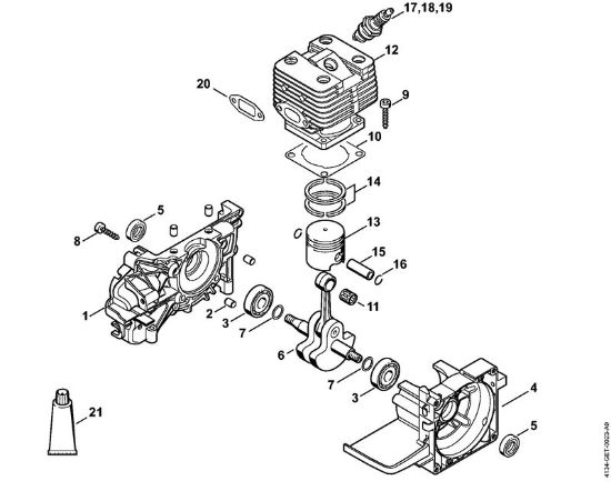 Foices a motor (FS) FS 200 R Caixa da cambota, Cilindro FS 200, 200 R da marca Stihl