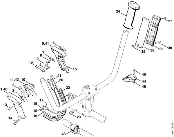 Foices a motor (FS) FS 220 K Cabo de manejo   3 54 341 645 (20.2002) da marca Stihl