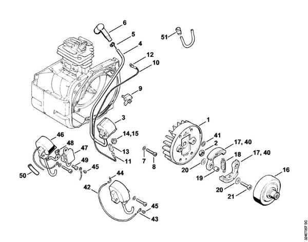 Foices a motor (FS) FS 220 K Sistema de ignição da marca Stihl