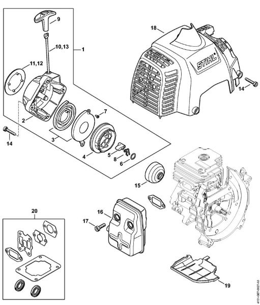 Foices a motor (FS) FS 235 R Dispositivo de arranque, Silenciador da marca Stihl