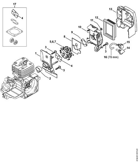 Foices a motor (FS) FS 250 Caixa do carburador, Filtro de ar da marca Stihl