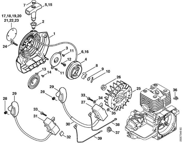 Foices a motor (FS) FS 250 Dispositivo de arranque, Sistema de ignição   809 249 646 (10.2016) da marca Stihl