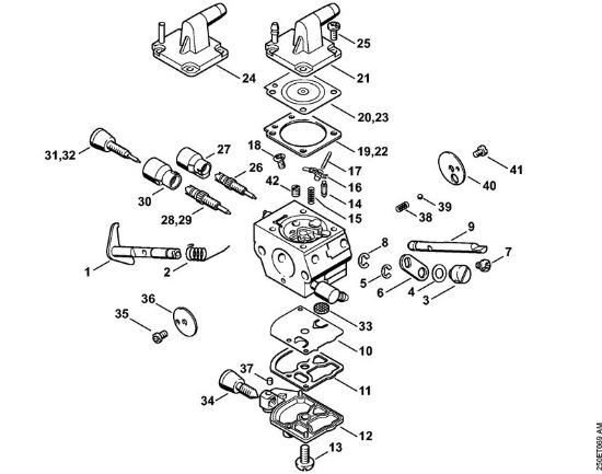 Foices a motor (FS) FS 250 R Carburador C1Q-S161, -S162, -S163, -S164, -S82, -S83, -S138, -S139 da marca Stihl
