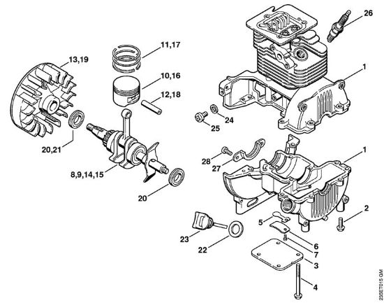 Foices a motor (FS) FS 25-4 Caixa da cambota da marca Stihl
