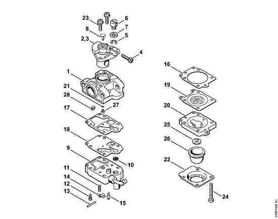 Foices a motor (FS) FS 25-4 Carburador WYL-62  1432 054 (1) da marca Stihl