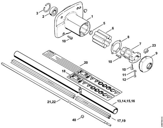 Foices a motor (FS) FS 280 Caixa da embreagem, Haste da marca Stihl