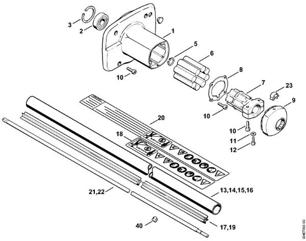 Foices a motor (FS) FS 280 K Caixa da embreagem, Haste da marca Stihl