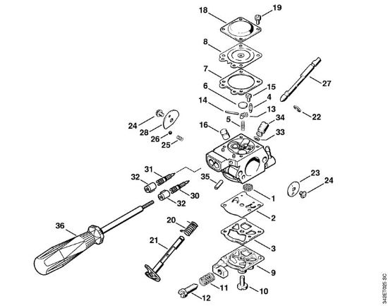 Foices a motor (FS) FS 36 R Carburador WT-492 (EUA) da marca Stihl