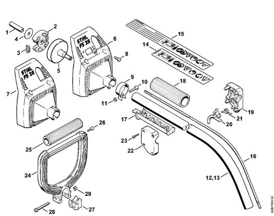 Foices a motor (FS) FS 36 R Embreagem, Haste FS 36 da marca Stihl