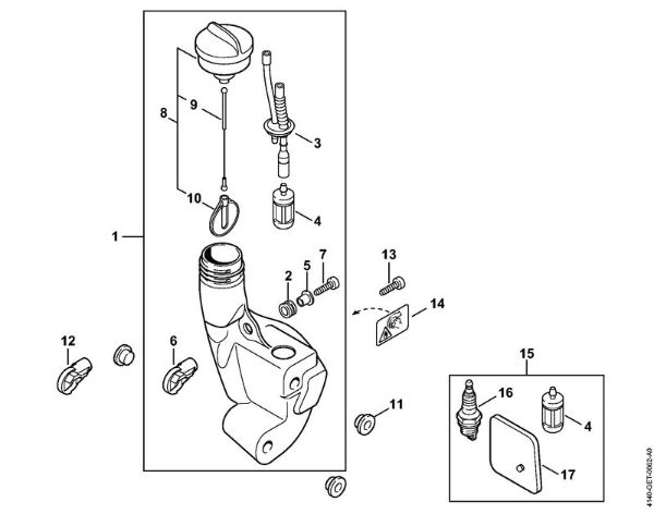 Foices a motor (FS) FS 38 Tanque de combustível da marca Stihl