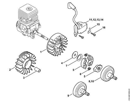 Foices a motor (FS) FS 38 2-MIX Sistema de ignição, Embreagem da marca Stihl