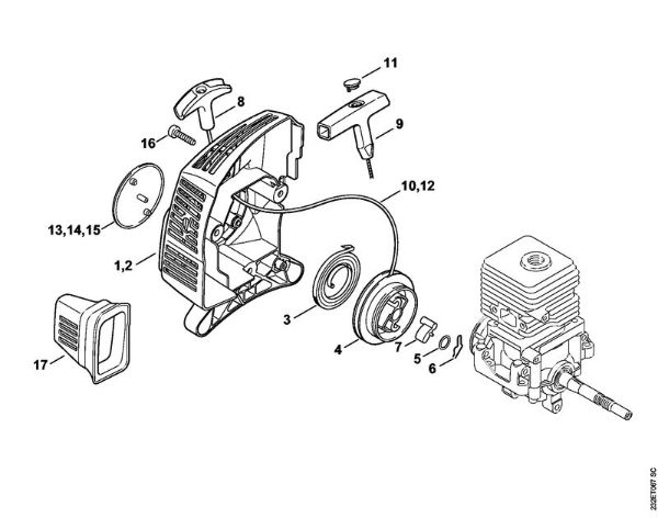 Foices a motor (FS) FS 45 Dispositivo de arranque da marca Stihl