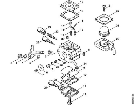 Foices a motor (FS) FS 45 C-E Carburador C1Q-S71 (25.2004) da marca Stihl