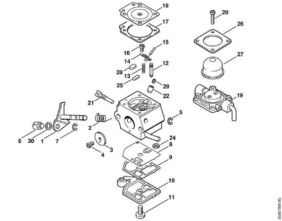 Foices a motor (FS) FS 45-DZ Carburador C1Q-S53 da marca Stihl