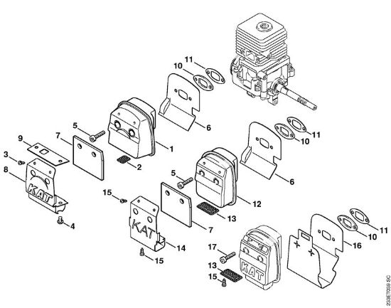 Foices a motor (FS) FS 45-DZ Silenciador Cat. da marca Stihl