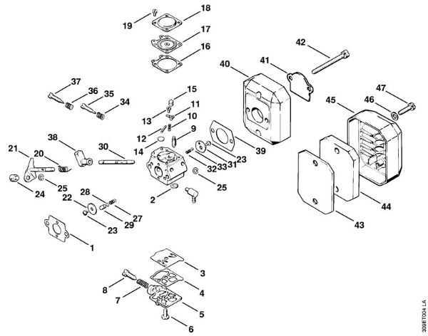 Foices a motor (FS) FS 50 (4118) Carburador, Filtro de ar da marca Stihl