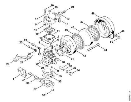 Foices a motor (FS) FS 50 (4118) Carburador, Filtro de ar da marca Stihl