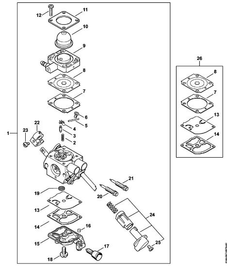 Foices a motor (FS) FS 50 (4144) Carburador C1M-S267 da marca Stihl