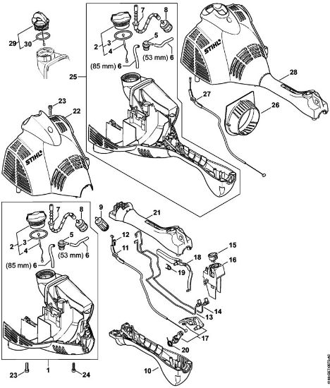 Foices a motor (FS) FS 50 C-E Cárter do motor da marca Stihl