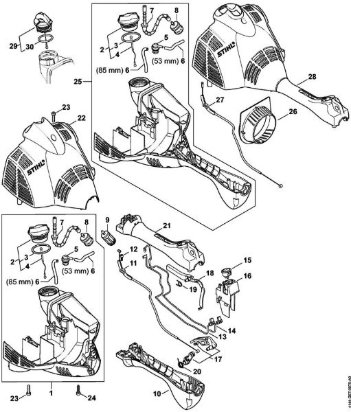 Foices a motor (FS) FS 50 C-E L Cárter do motor da marca Stihl