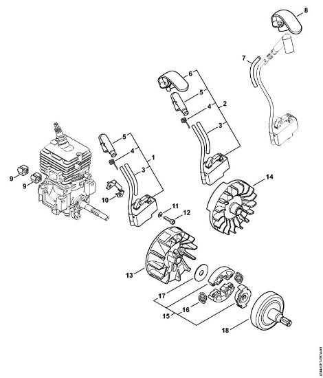 Foices a motor (FS) FS 50 C-E L Sistema de ignição, Embreagem da marca Stihl