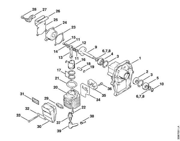 Foices a motor (FS) FS 51 Caixa da cambota, Cilindro da marca Stihl