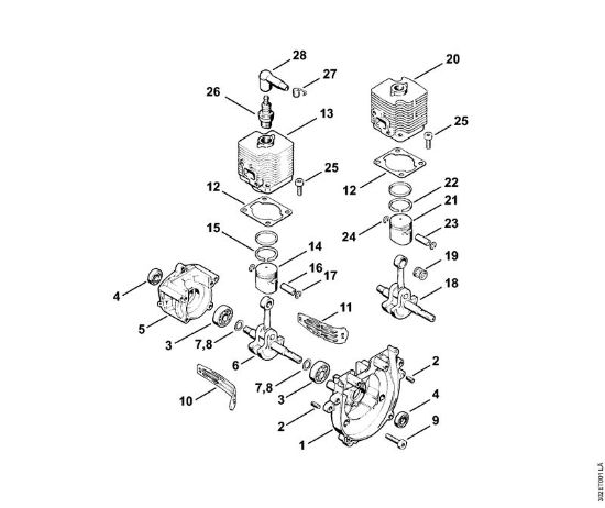 Foices a motor (FS) FS 52 Caixa da cambota, Cilindro da marca Stihl