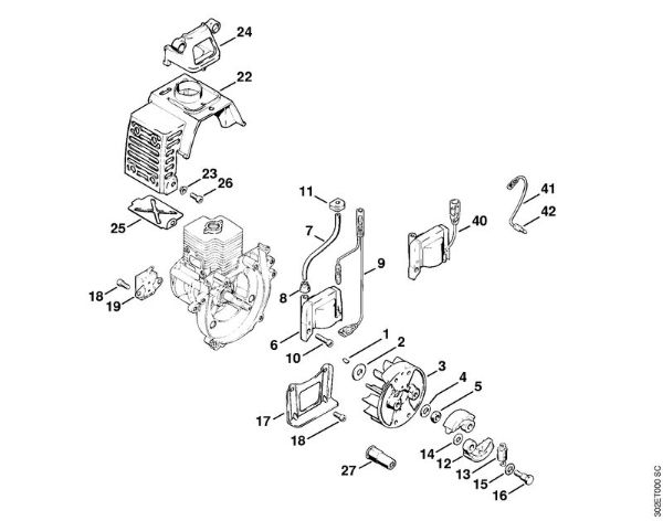 Foices a motor (FS) FS 52 Sistema de ignição, Embreagem da marca Stihl