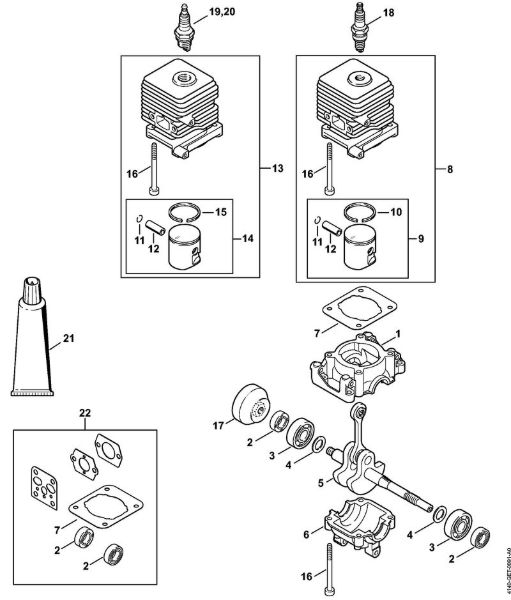 Foices a motor (FS) FS 55 2-MIX Caixa da cambota, Cilindro 2-MIX da marca Stihl