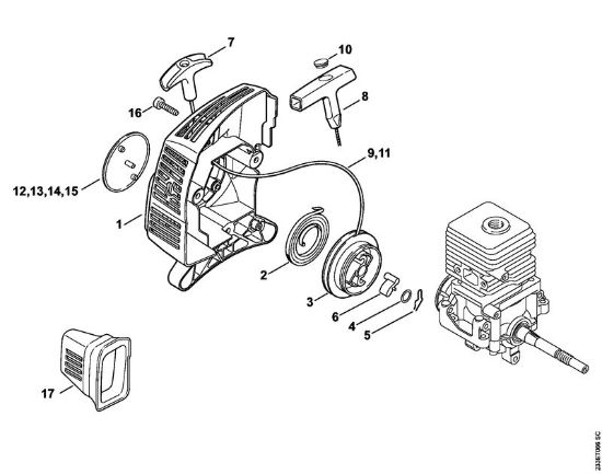 Foices a motor (FS) FS 55 2-MIX Dispositivo de arranque da marca Stihl