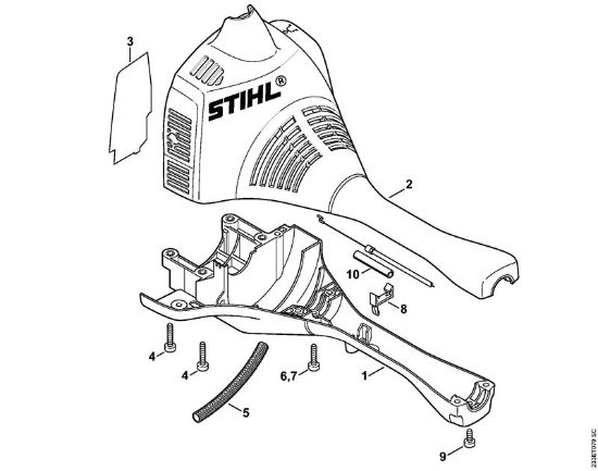 Foices a motor (FS) FS 55 C-E Cárter do motor (Cabo para duas mãos) da marca Stihl