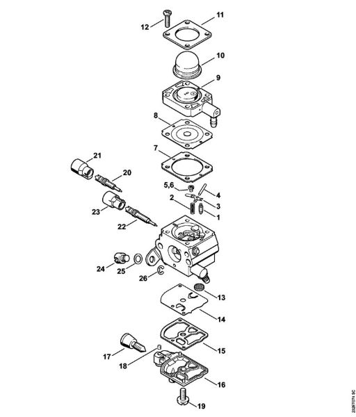 Foices a motor (FS) FS 55 R 2-MIX Carburador C1Q-S216, C1Q-S190 2-MIX (16.2014), (39.2011) da marca Stihl