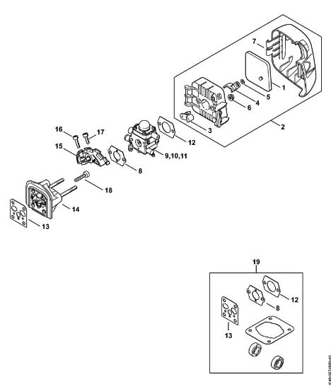Foices a motor (FS) FS 55 R 2-MIX Filtro de ar, Flange intermediário 2-MIX da marca Stihl