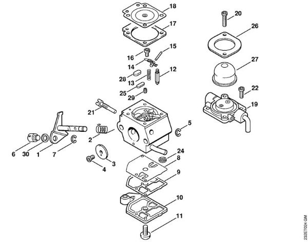 Foices a motor (FS) FS 55 T Carburador C1Q-S44 da marca Stihl