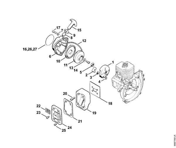 Foices a motor (FS) FS 56 (4125) Dispositivo de arranque, Silenciador da marca Stihl