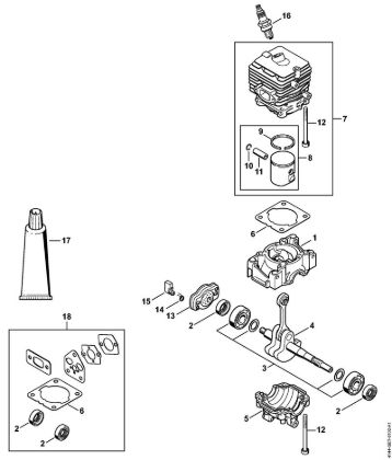 Foices a motor (FS) FS 56 (4144) Caixa da cambota, Cilindro da marca Stihl