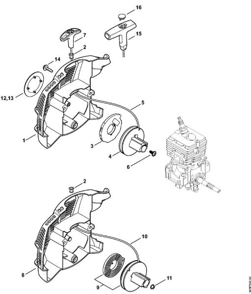 Foices a motor (FS) FS 56 (4144) Dispositivo de arranque da marca Stihl