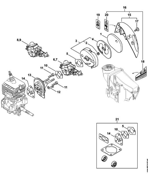 Foices a motor (FS) FS 56 R Filtro de ar, Flange intermediário da marca Stihl