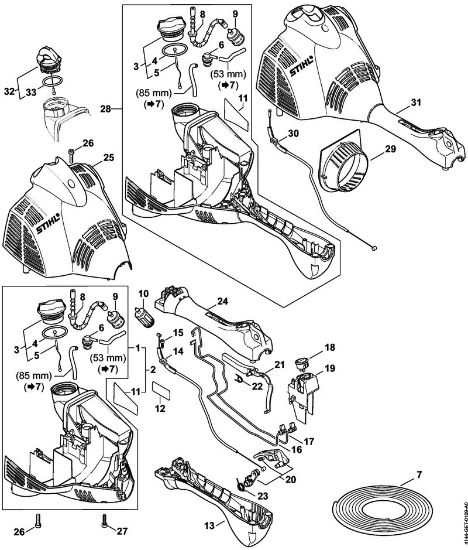Foices a motor (FS) FS 56 RC-E Cárter do motor (Cabo circular) da marca Stihl
